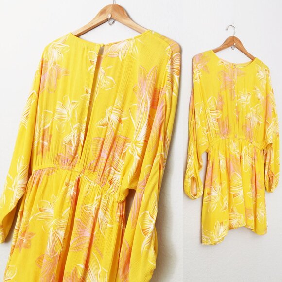 NEW Sisstrevolution I'm Fluttered Dress S Batwing Dolman Yellow Pink Gauze Mini - Picture 16 of 16